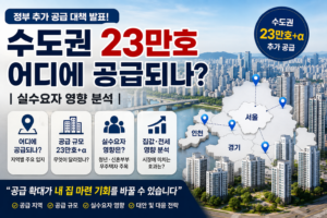 수도권 23만호 추가 공급 지역과 서울·경기·인천 실수요자 영향을 분석한 주택공급 정책 이미지