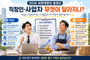 2026 세제개편안 직장인·사업자 주요 세금 변화와 절세 혜택 비교