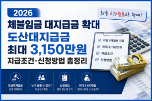 2026 체불임금 대지급금 확대와 도산대지급금 최대 3,150만원, 지급조건 및 신청방법을 안내하는 대표 이미지