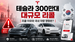 테슬라 300만대 대규모 리콜과 리콜 이유, 국내 차량 영향 및 한국 소비자 대응 방법을 설명하는 대표 이미지