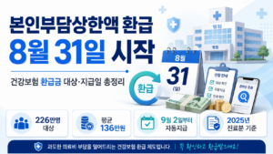 본인부담상한액 환급 8월 31일 시작, 건강보험 환급금 대상 226만명·평균 136만원·지급일 안내 이미지