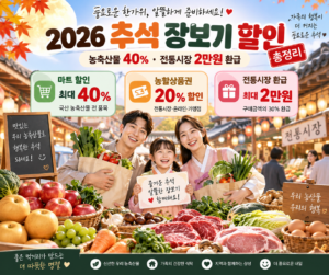 2026 추석 장보기 할인 농축산물 40% 전통시장 2만원 환급 대표 이미지