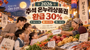 2026 추석 온누리상품권 환급 30% 전통시장 장보기와 최대 2만원 환급 대표 이미지