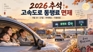 2026 추석 고속도로 통행료 면제 9월 24~27일 하이패스 이용방법 대표 이미지